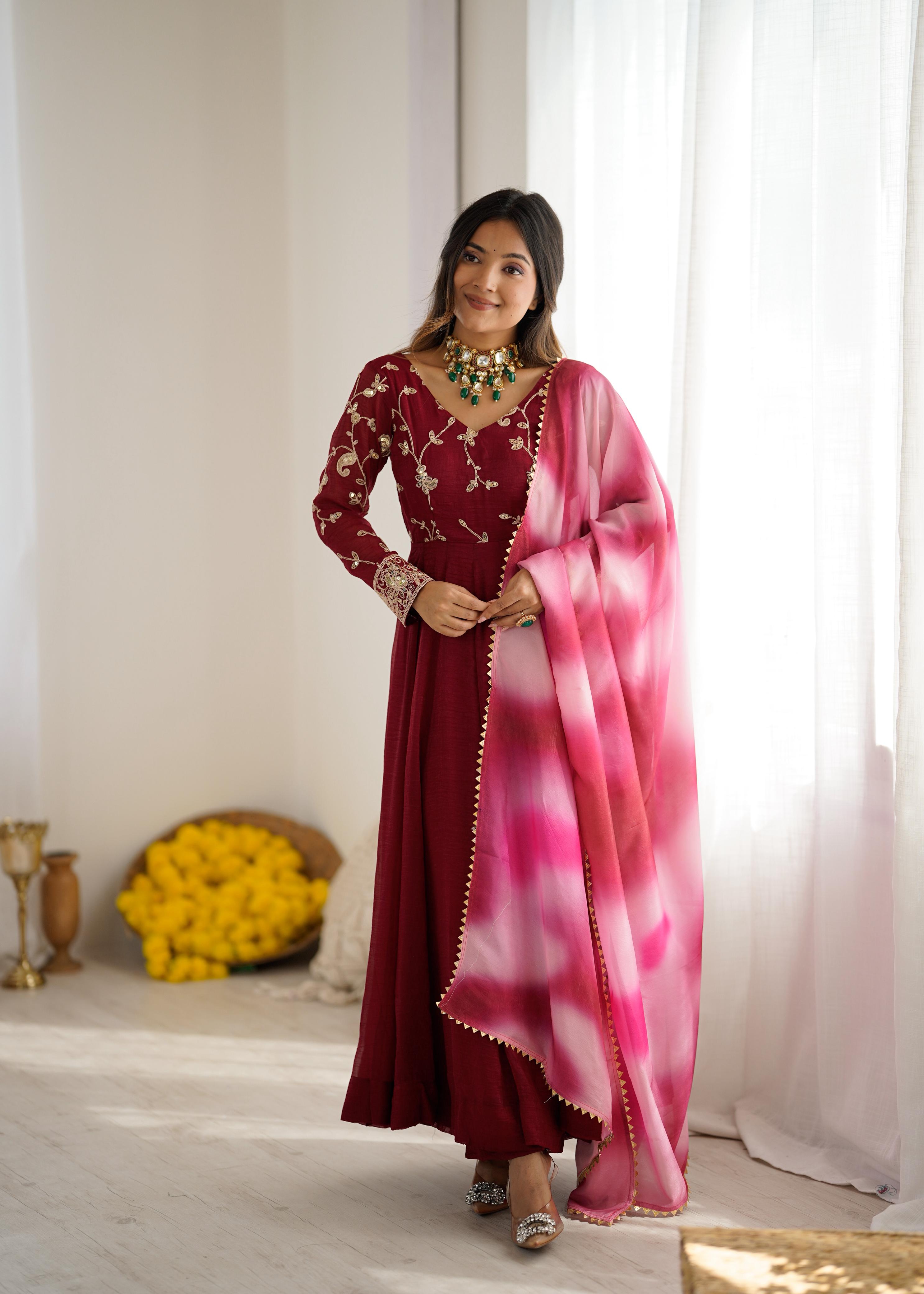 Maverick Fusion Heavy Crunchy Silk Gown Set